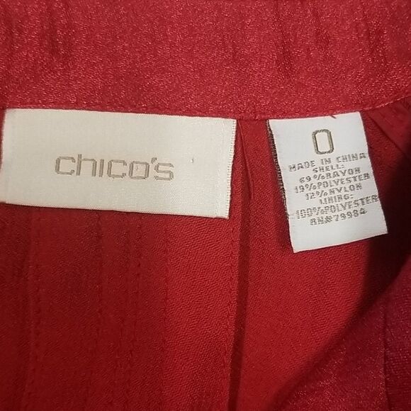 Chicos Blazer Women's Red Open Front Size 0 Chest pit to pit 19" or medium - Picture 2 of 10
